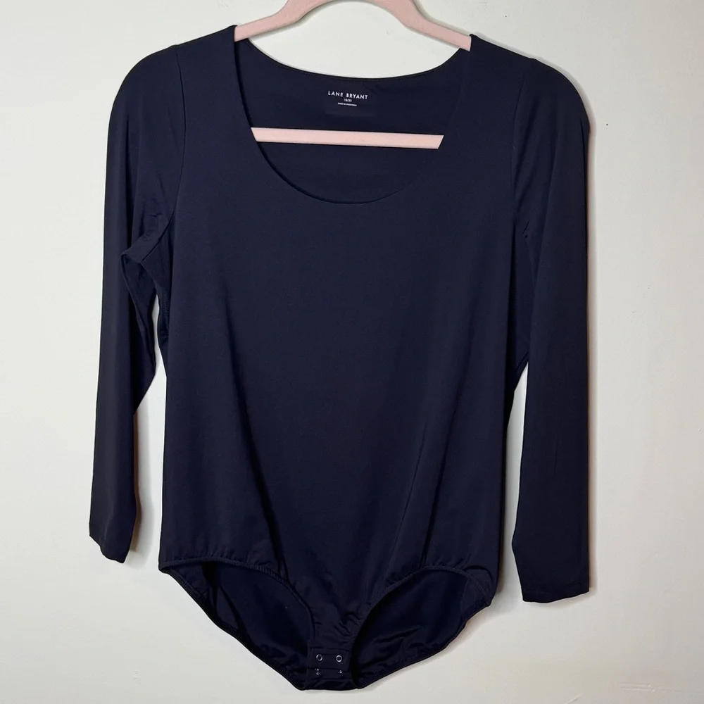 Lane Bryant bodysuit black long sleeve scoop neck